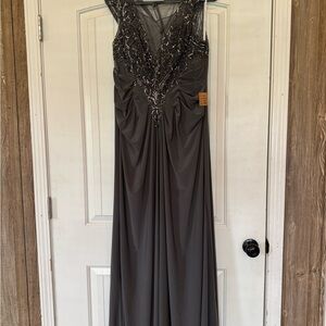 Charcoal Embellished Evening Dress
